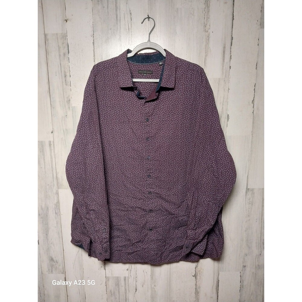 Twenty Eight Degrees Men's 2XLT Burgundy Paisley Print Button Up LS Shirt